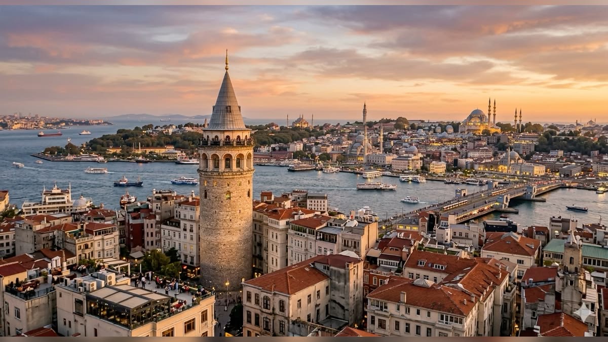 Istanbul skyline with the Galata Tower and the Bosphorus